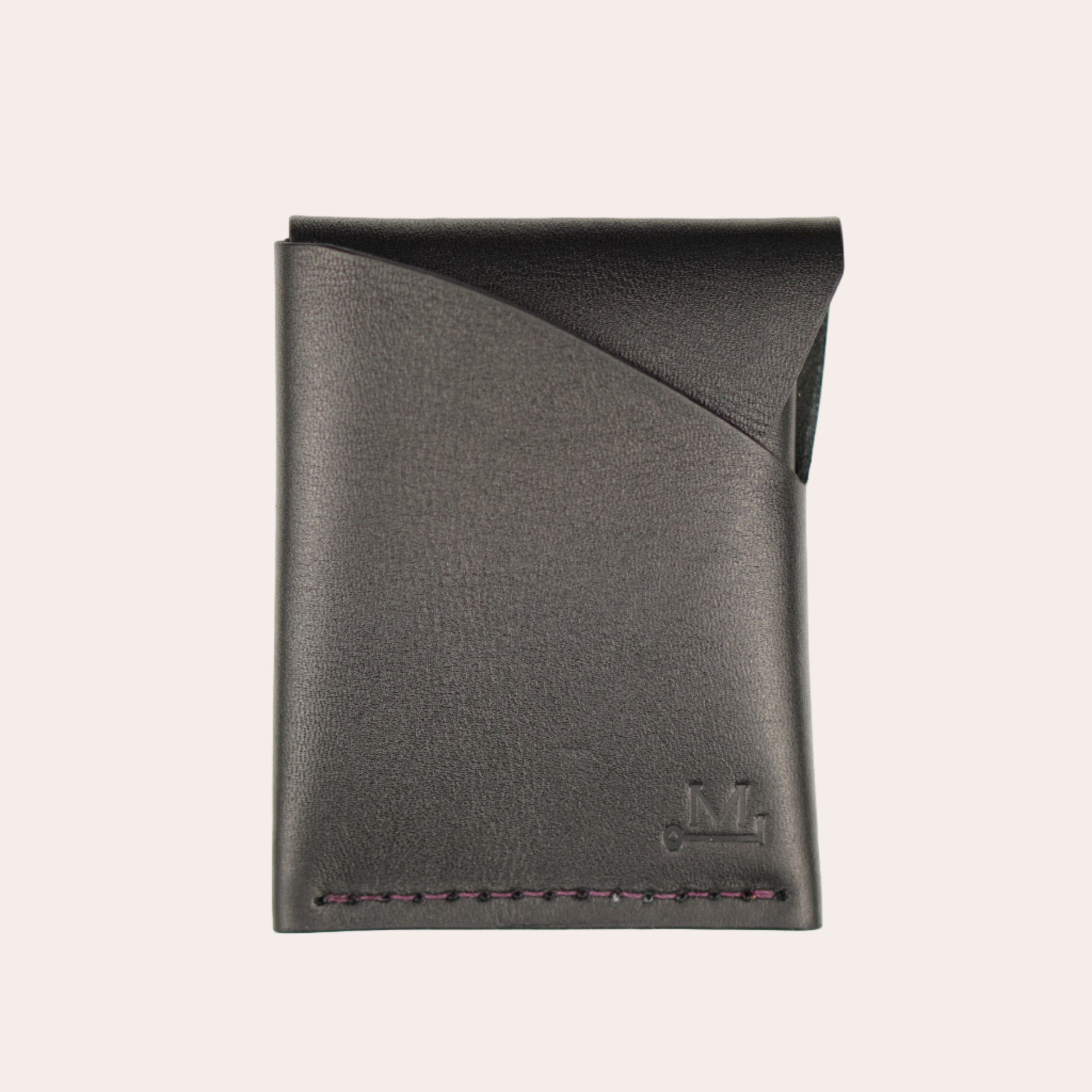 Black leather wallet on a white background