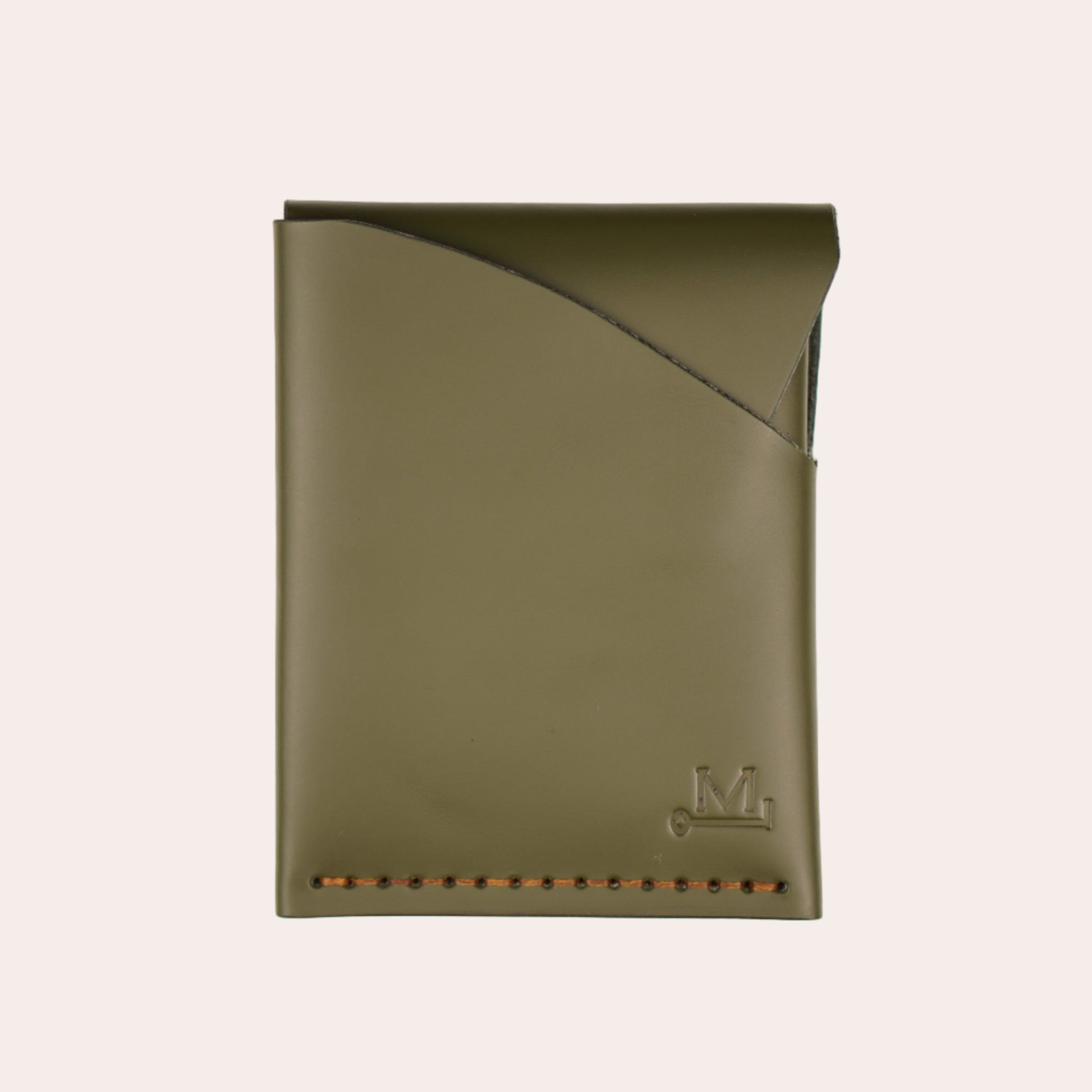 Green leather wallet on a white background