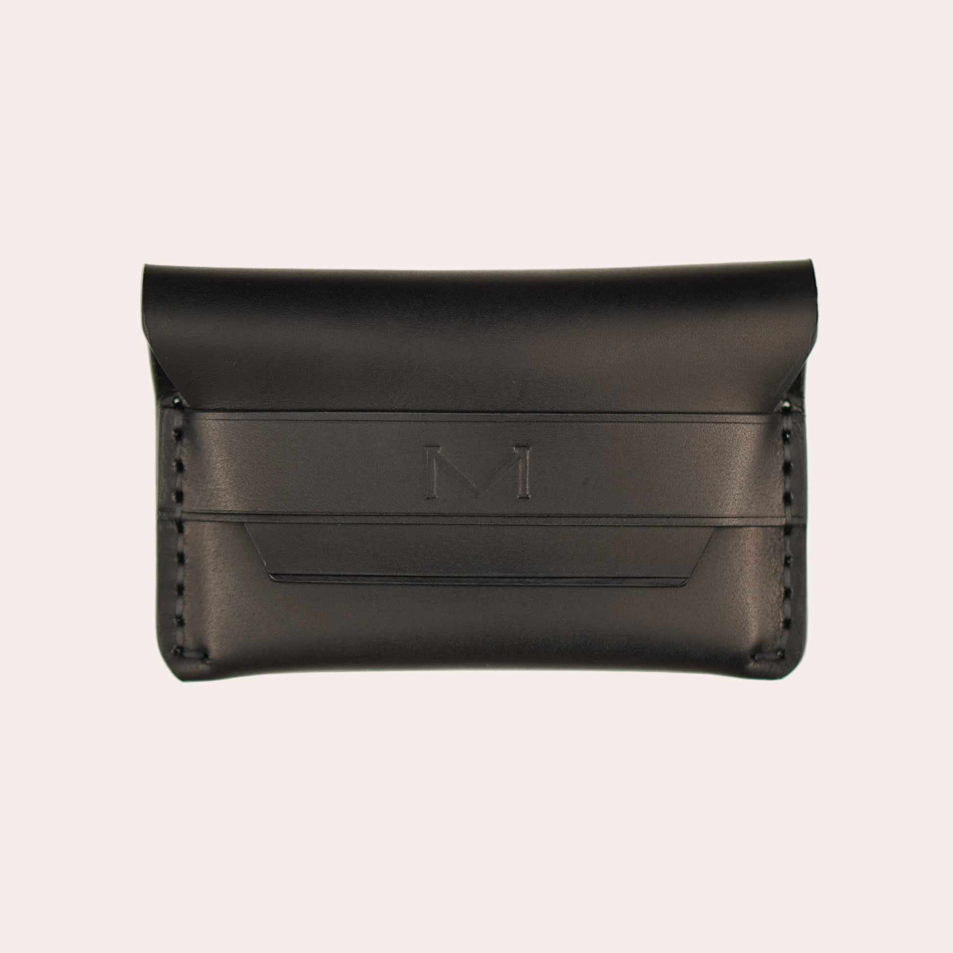 Black leather wallet on a white background
