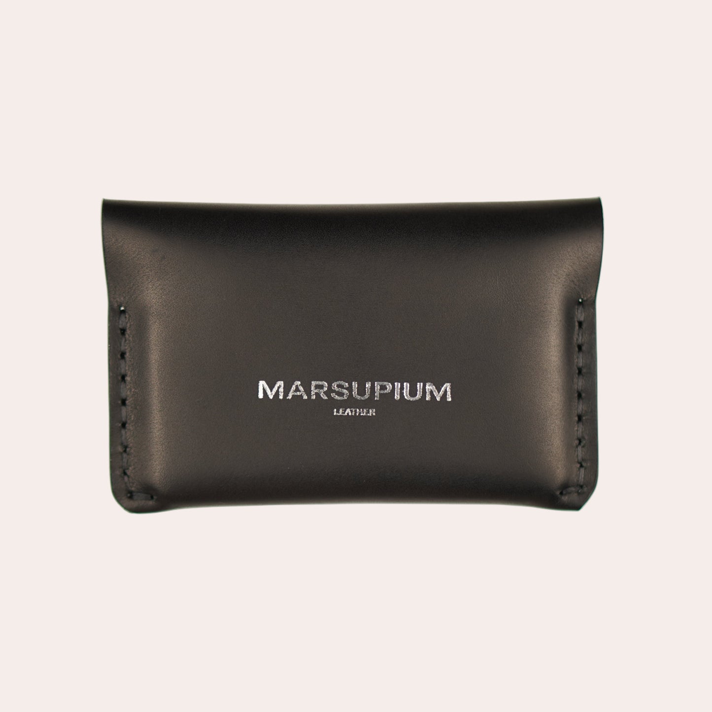 Black leather pouch with 'MARSUPIUM' branding on a white background