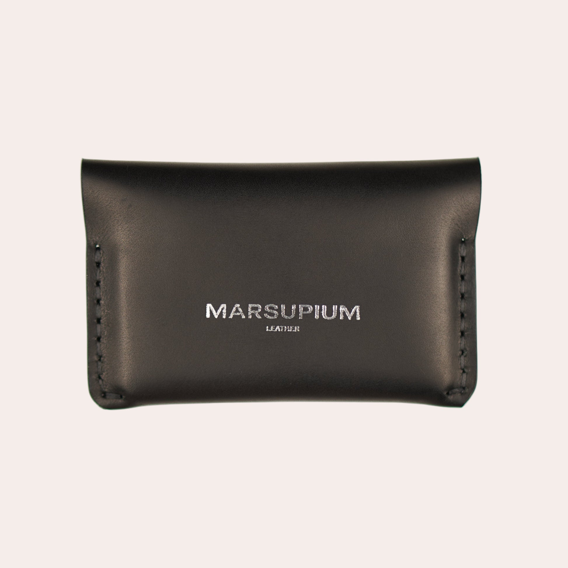 Black leather pouch with 'MARSUPIUM' branding on a white background